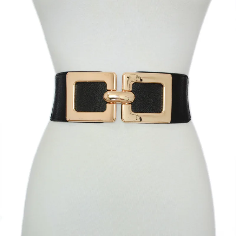 

2021 new women's belt, ladies fashion decoration, waist square buckle elastic belt girdle with skirt coat