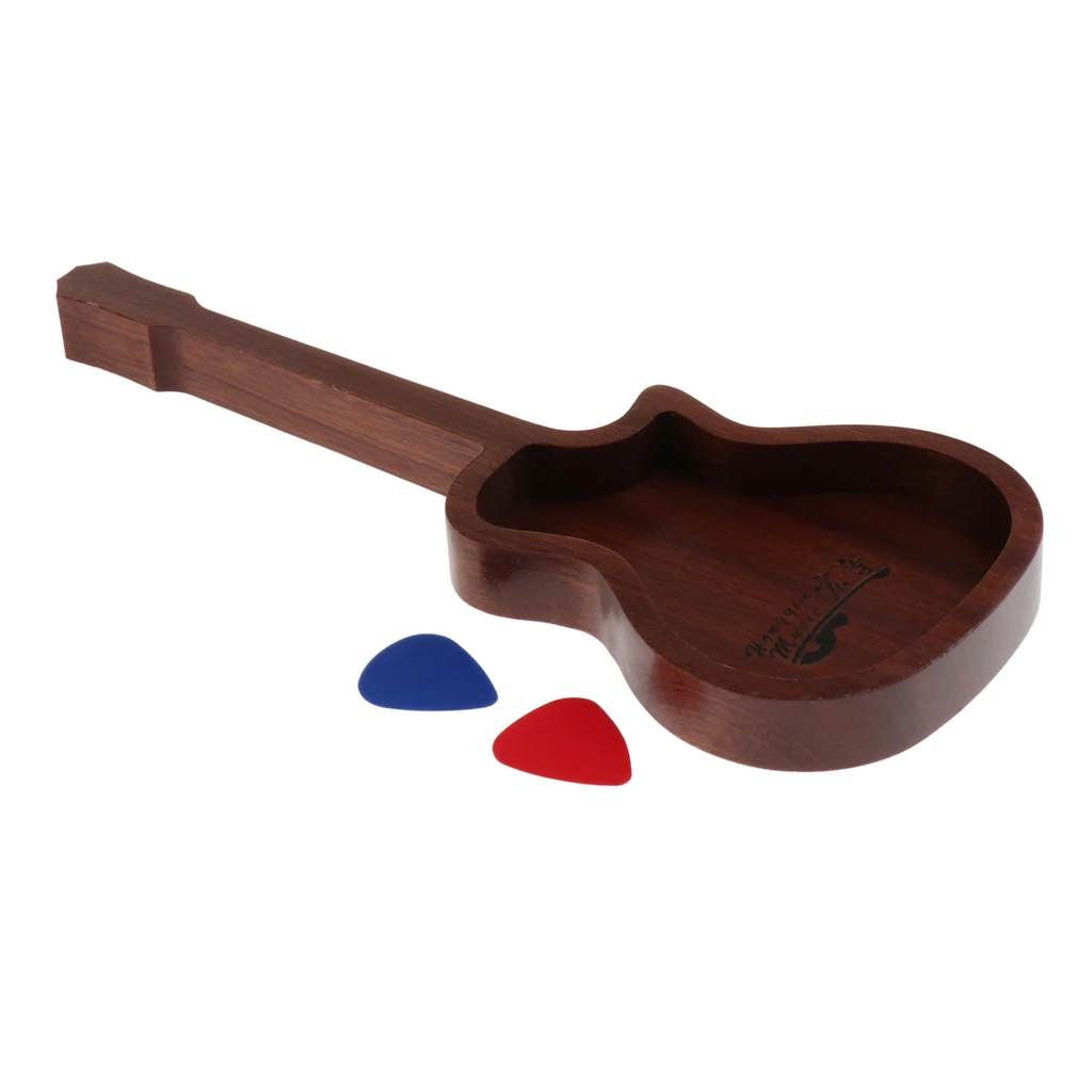 Durable Wooden Guitar Bass Pick Plectrums Box With 2pcs Picks | Спорт и развлечения
