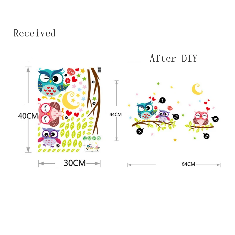 

Removable Waterproof Cartoon Animal Owl Wall Sticker For Kids Rooms Home Decor Beauty Painting household adornment wall
