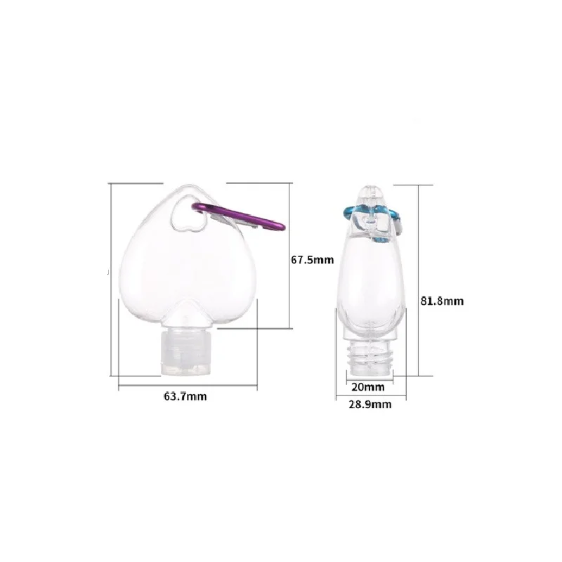 

10pcs 50ml Empty Refillable Bottle with Keychain Ring Travel Transparent Plastic Perfume Mini Bottle Flip Caps Bottle Containers
