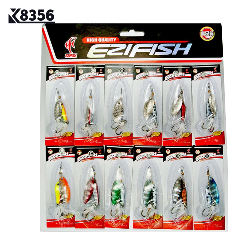 K8356 12 шт./компл. вращающиеся пайетки рыболовная приманка металлическая наживка