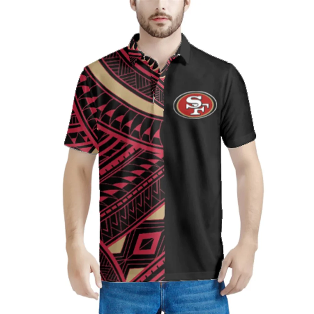 

Рубашки-поло с логотипом National Rugby Union San Francisco 49ers, мужская повседневная рубашка с коротким рукавом, новая черная рубашка-поло
