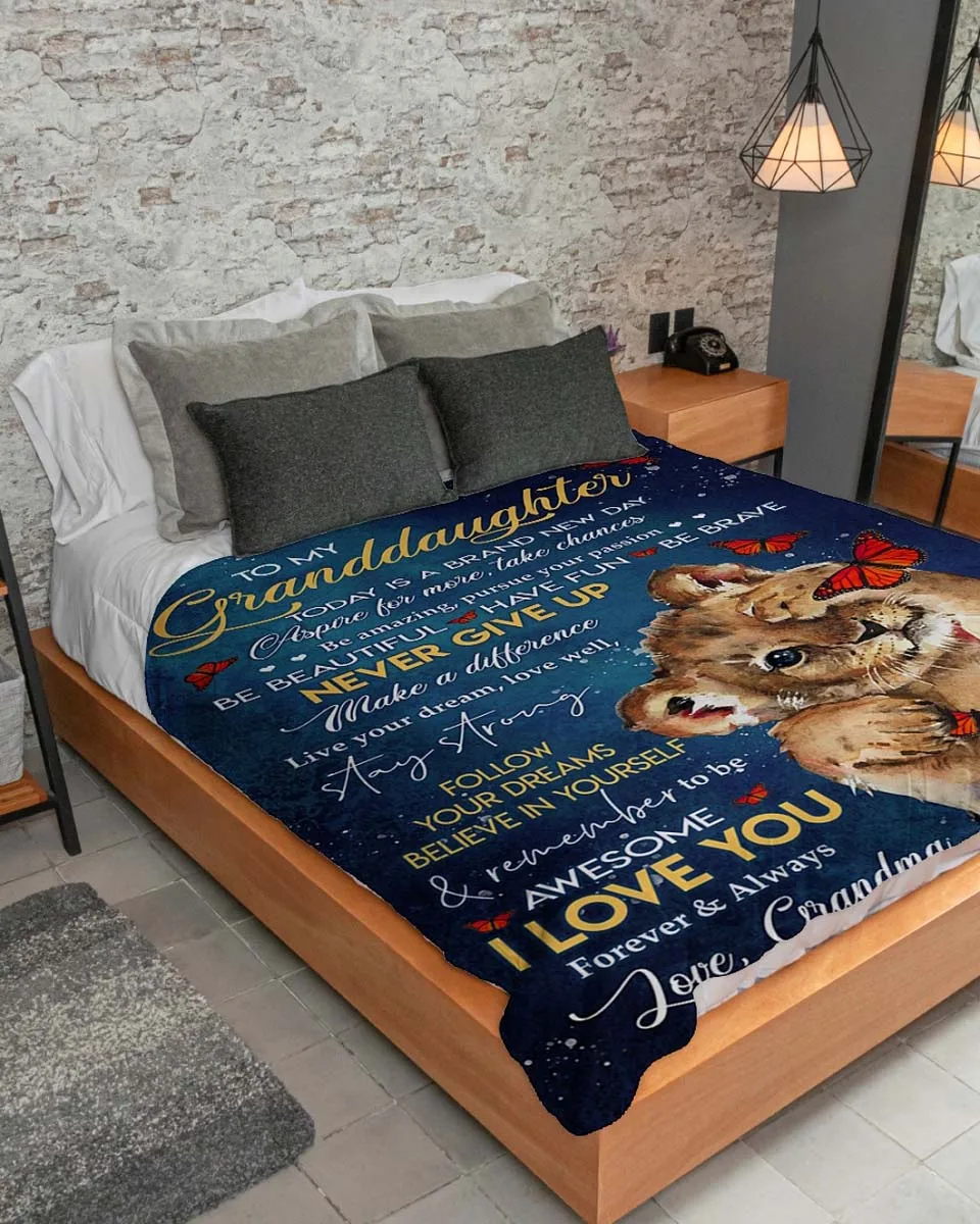 Внучья внучка Лев | Удобное высококачественное флисовое шерпа Тканое одеяло Дом