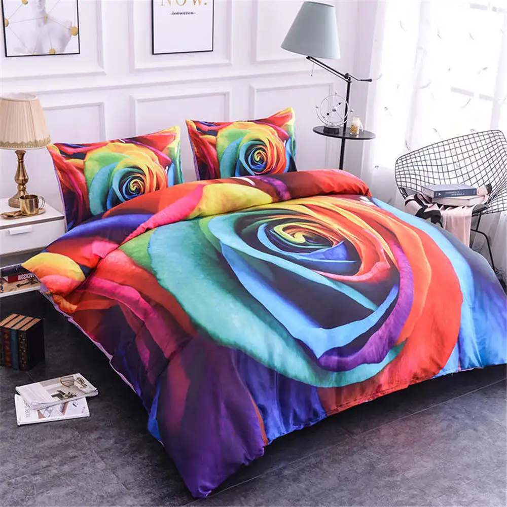 Homesky Fower Bedding set Luxury Bed Linen Print duvet cover 3d Universe Bedclothes King Queen size | Дом и сад