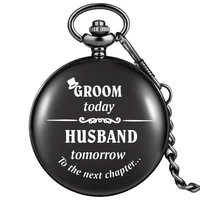 groom today husband tomorrow portable male pocket watch classic numerals dial quartz small clock durable chain pendant souvenir