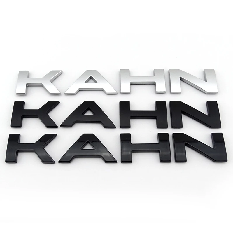 Пластиковый ABS 3D черный хром надпись KAHN значок эмблема наклейка для автомобиля