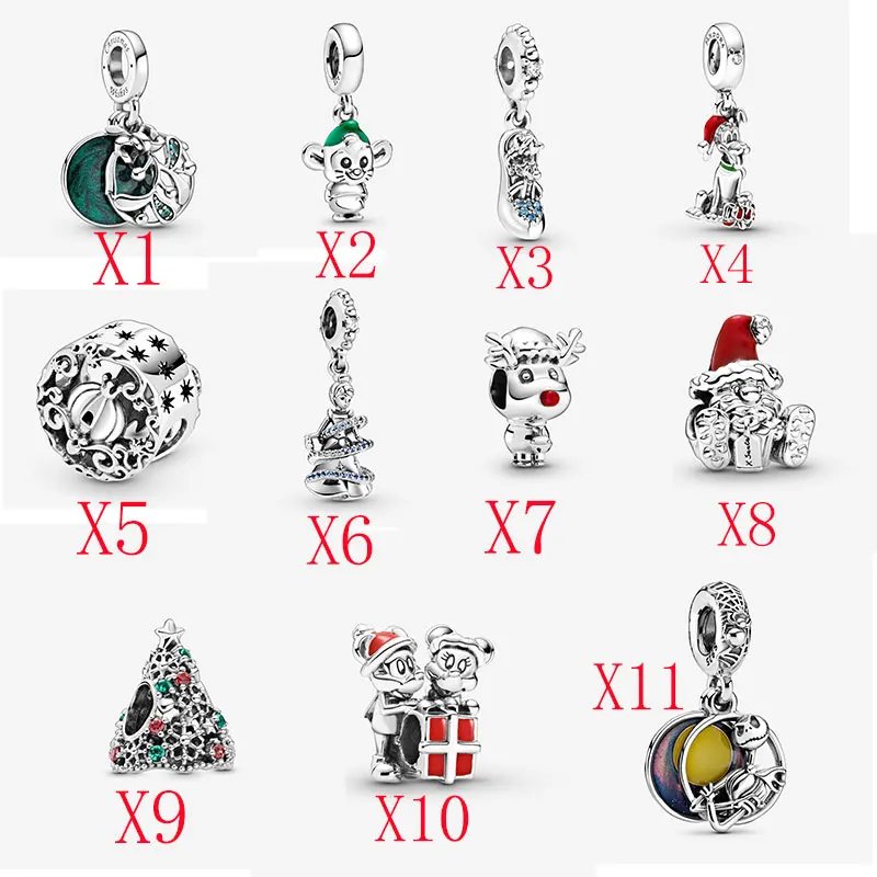 2021 Plata de ley Christmas Collection S925 Beads for Pandora Bracelets to Make Jewelry Gifts