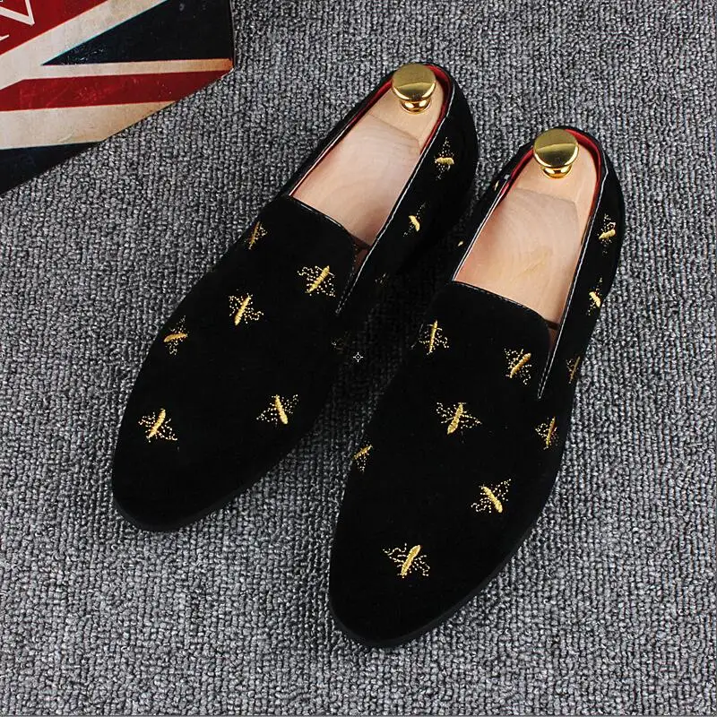 Shoes Men Velvet Loafers Embroidered Luxurious Dress Casual Handmade Breathable | Обувь