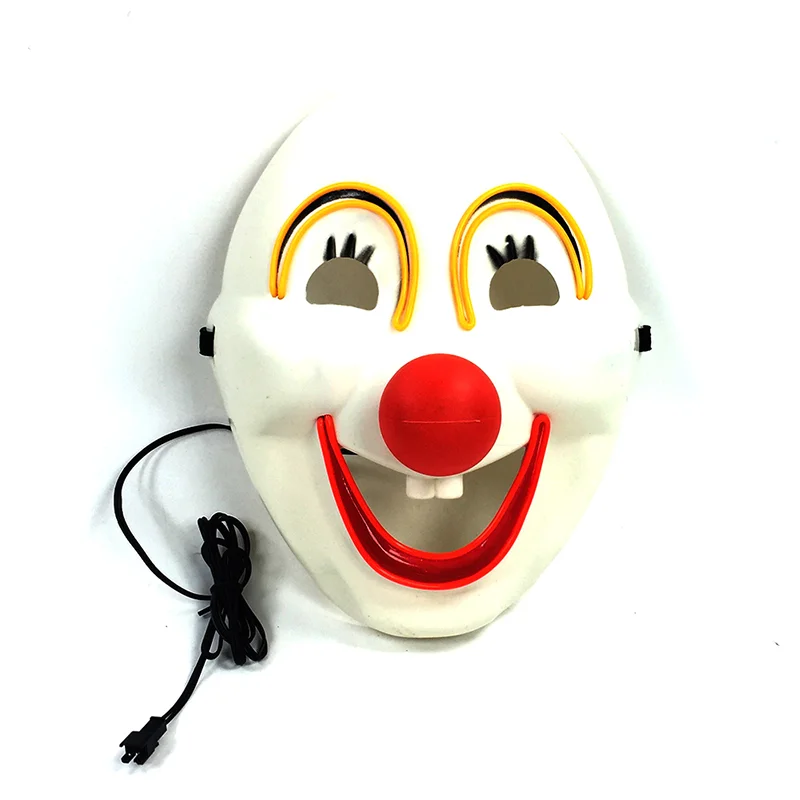 Светящаяся цирковая смешная маска клоуна Костюмы Аксессуары улыбающегося лица с