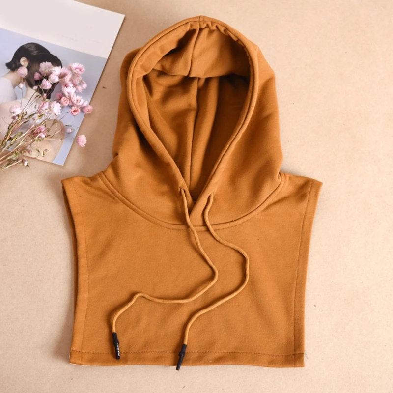 

Women Men Detachable Dickey False Fake Collar Solid Color Drawstring Hoodie Half Shirt Blouse Sweater Decorative Vest