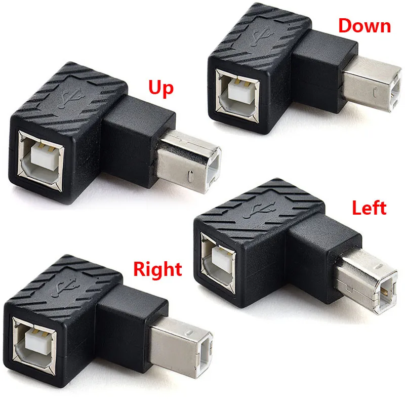 

Адаптер USB 2,0 Type B для принтера и сканера, переходник с углом 90 градусов, разъем «штырь-гнездо», черный