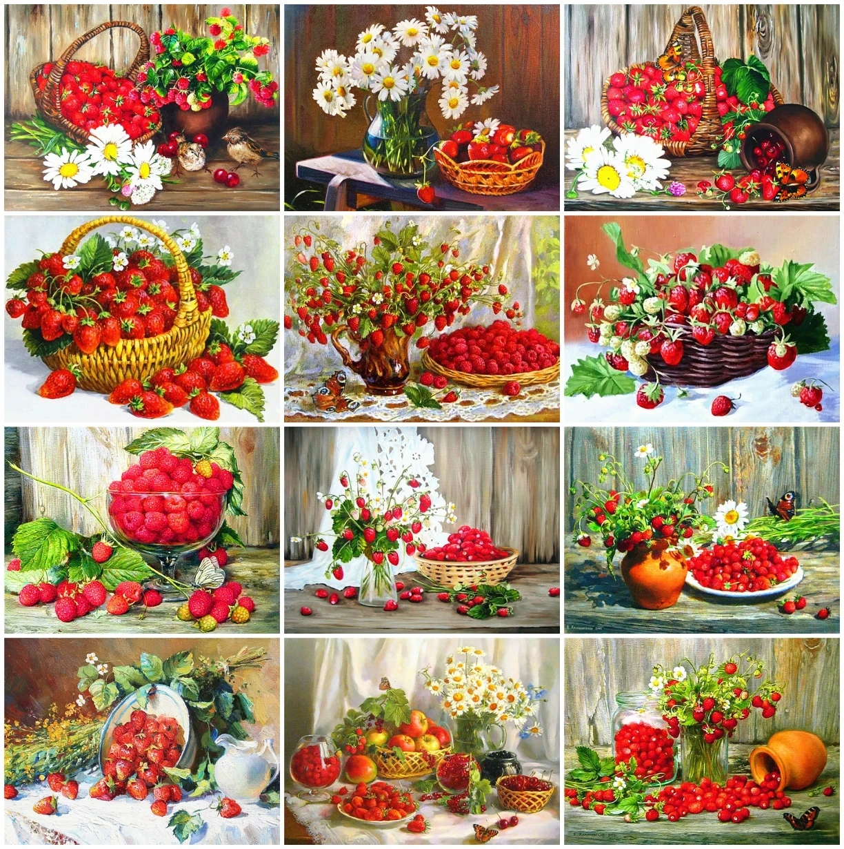 

Картина для алмазной вышивки крестиком, фрукты, алмазная вышивка клубники