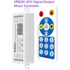Контроллер SP602E, 4-канальный выход сигнала, микрофон, пульт дистанционного управления, 5-24 В, Светодиодная лента WS28112812B, приложение для IOS, Android, Bluetooth