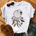Женская футболка с цветочным рисунком, топ с круглым вырезом в стиле Харадзюку, Женская милая уличная летняя повседневная одежда с коротким рукавом