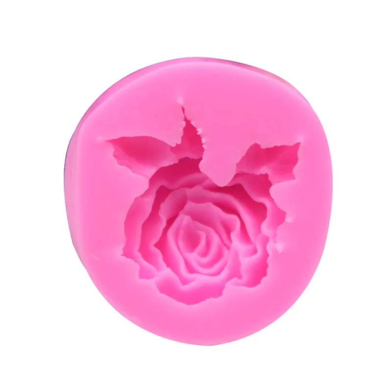 

Three dimensional liquid silica gel mold for big rose with leaves DIY baking sugar cake decoration tool