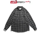 Рубашка LAPPSTER-Youth Y2k Мужская в клетку, винтажная Повседневная Уличная одежда в стиле Харадзюку, с длинным рукавом, серого цвета, в стиле Kpop, 2022