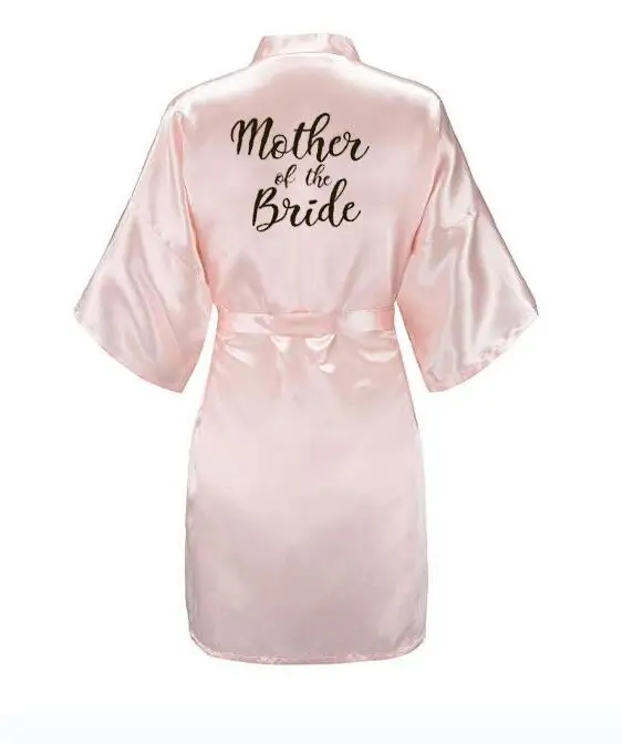 pink mother bride Халат невесты с белыми черными буквами мать сестра невесты свадебный подарок халат кимоно атласные халаты - Цвет: pink mother bride