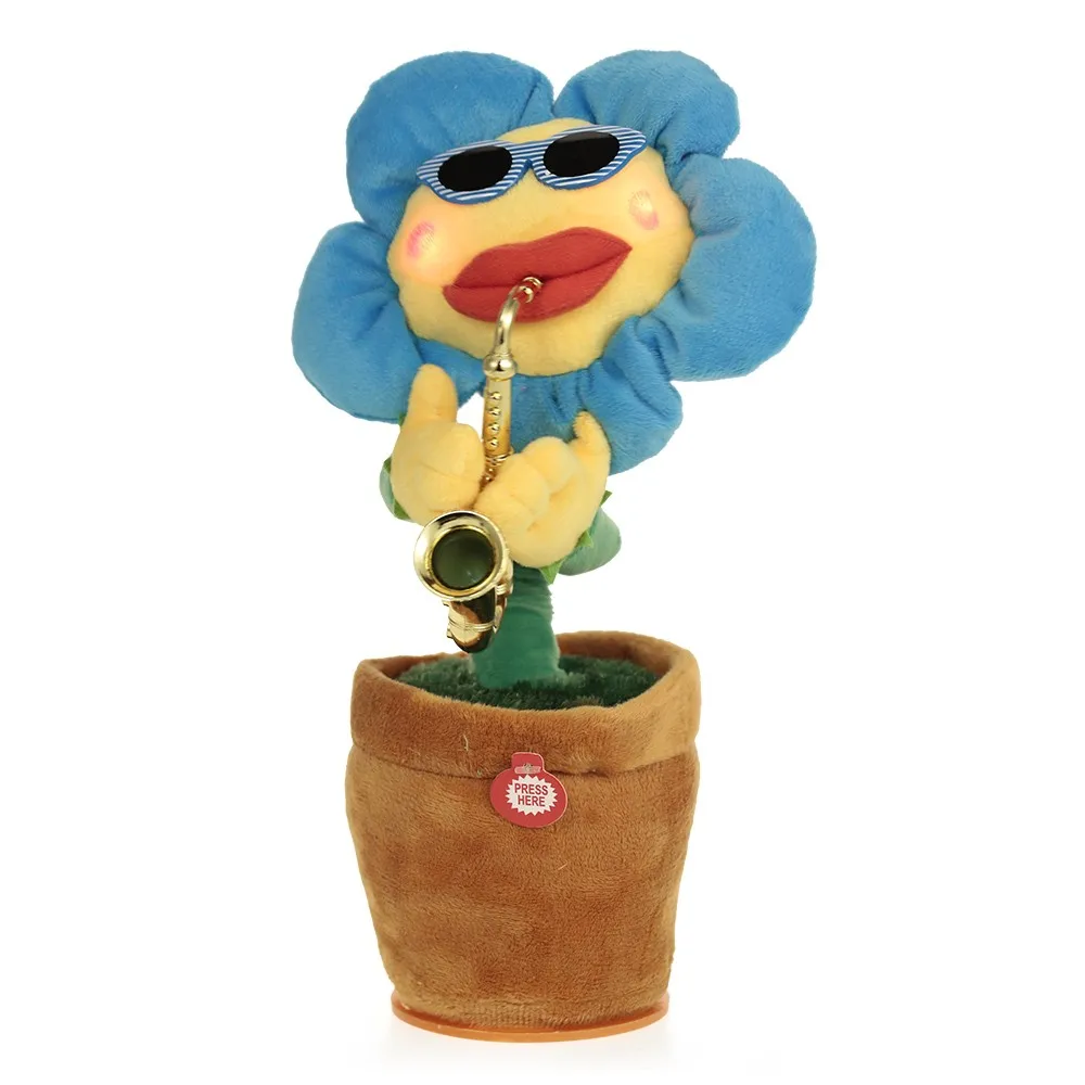 Пение и танцы цветок чарующий Подсолнух с саксофоном танцующий мягкая плюшевая