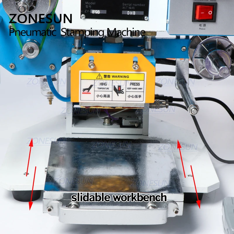 ZONESUN ZS 819B 80*90 мм Горячий пневматический штамповочный пресс для тиснения кожи