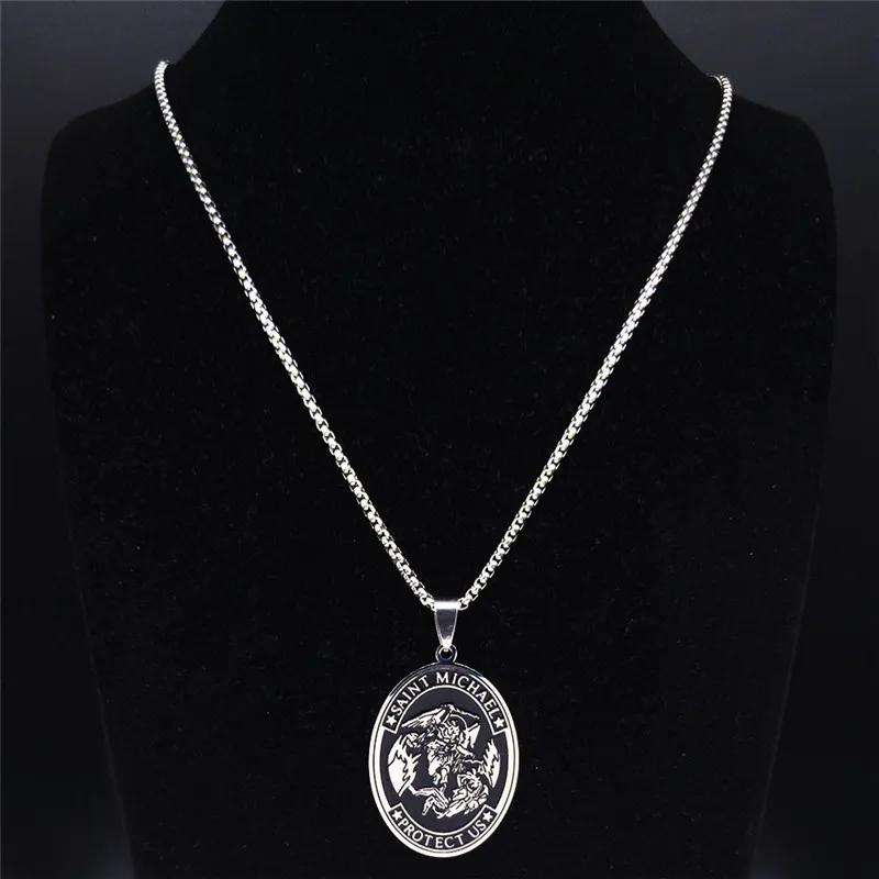 Ожерелье AFAWA SAINT MICHAEL PROTECT US Archangel из нержавеющей стали для мужчин ожерелье