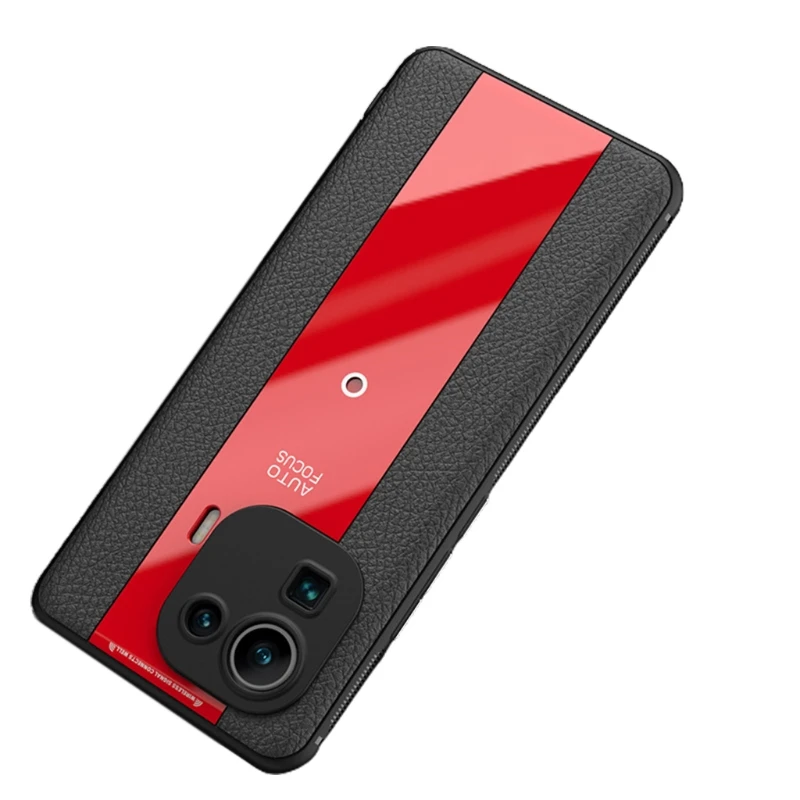 

Classic Stylish Mobile Phone Case TPU Shockproof Protective Cover Compatible with XiaoMi 11pro Black/Red Holder Stand