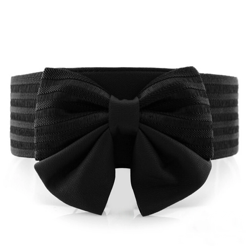 Модный женский винтажный пояс с бантиком широкий эластичный для женщин