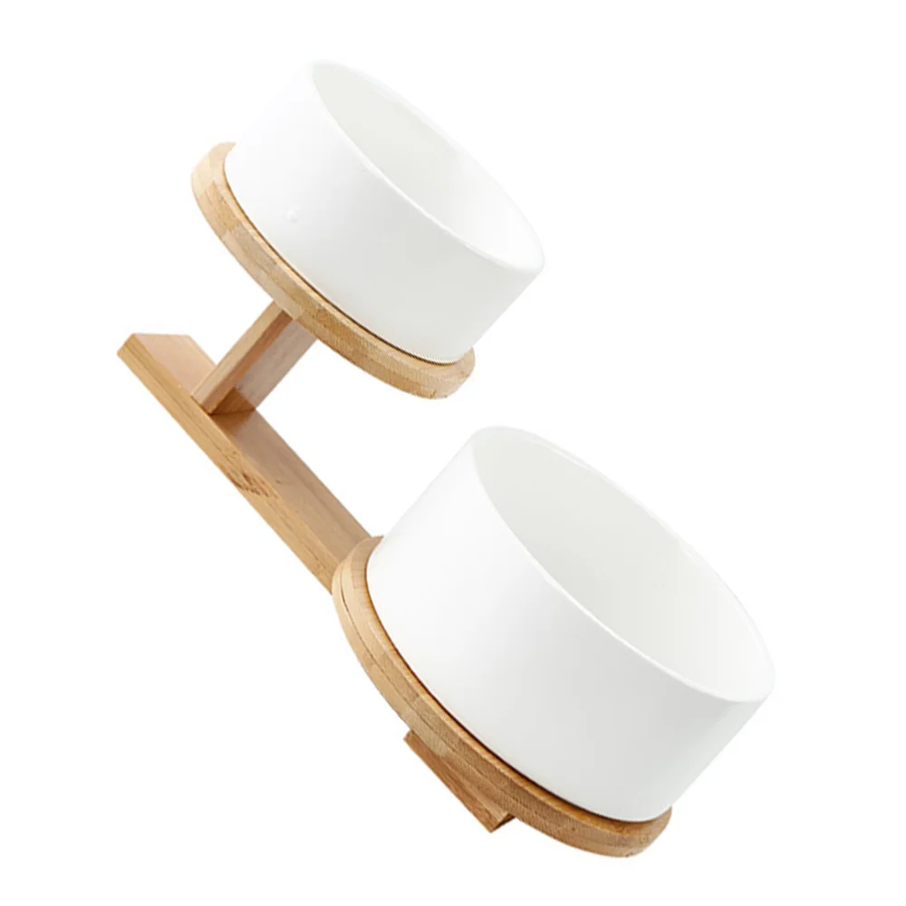

1 Set Multi-function Ceramic Fruit Bowls Snack Salad Bowls with Wooden Rack