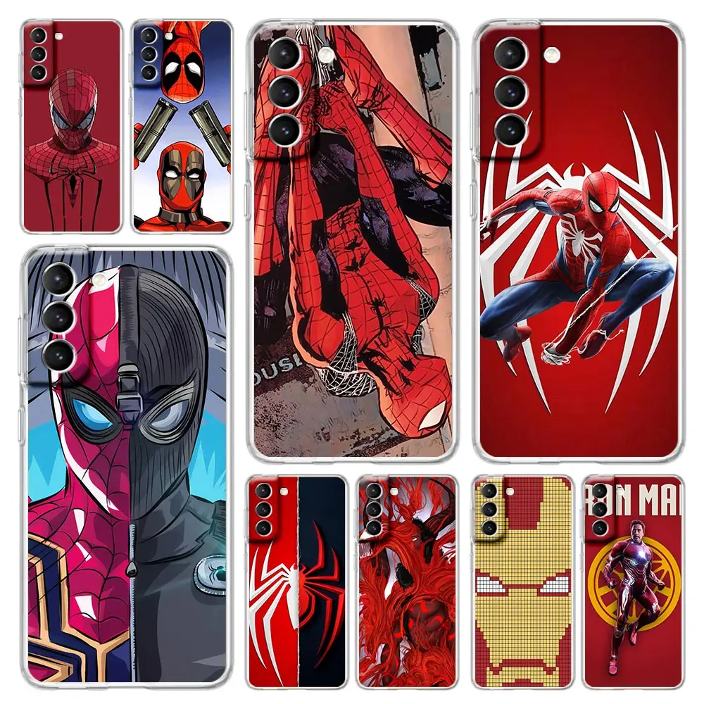 

Marvel Iron Man Spiderman Case For Samsung S21 S20 Ultra S20 FE 5G S9 S10 Plus S10e A51 A52 A71 A72 Soft Silicone Phone Cover