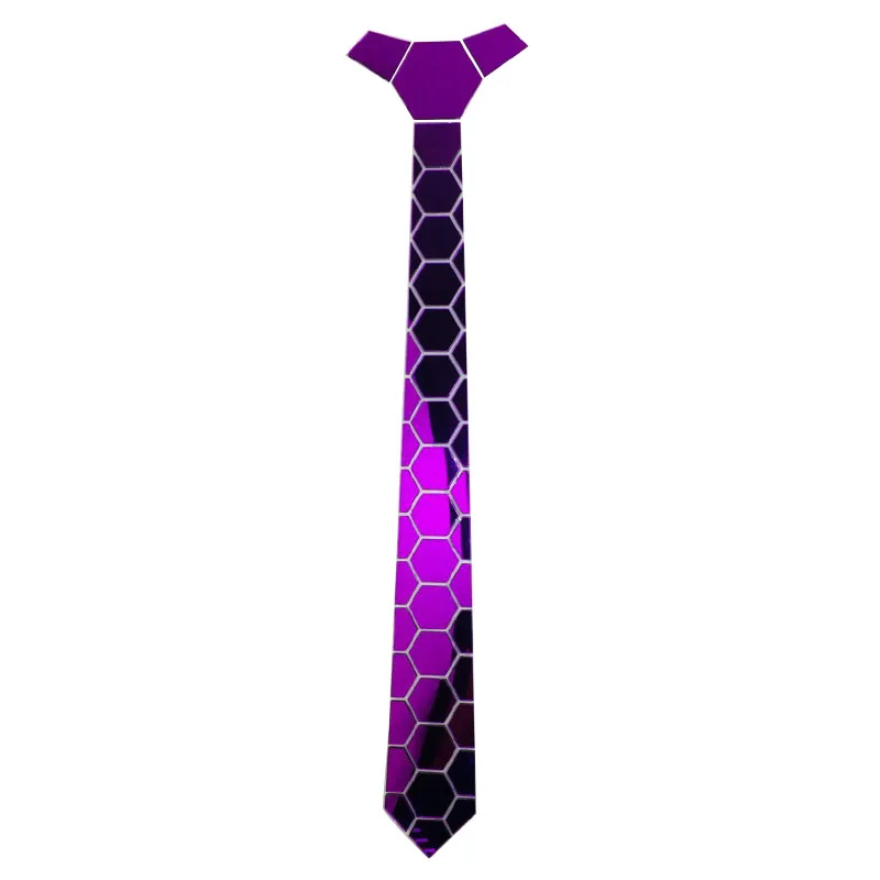 GEOMETIE Handmade Geometric Pattern Necktie Classy Hexagon Slim Ties Purple for Men Fashion Wedding Accessory Fashion Jewelry
