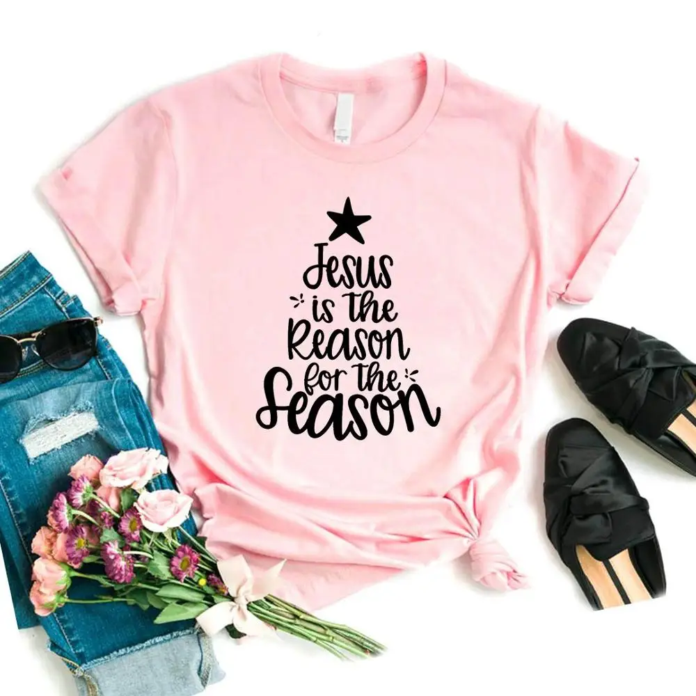 Jesus is the reason/сезон Рождество женская футболка хлопок Повседневная забавная футболка подарок леди Yong Девушка Топ тройник 6 цветов A-1069