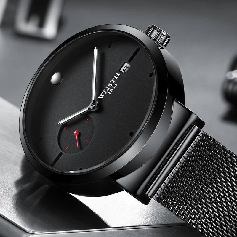 

WLISTH Fashion Blue Men Watch Top Luxury Brand Minimalist Ultra-thin Quartz Watch Casual Waterproof Clock Relogio Masculino