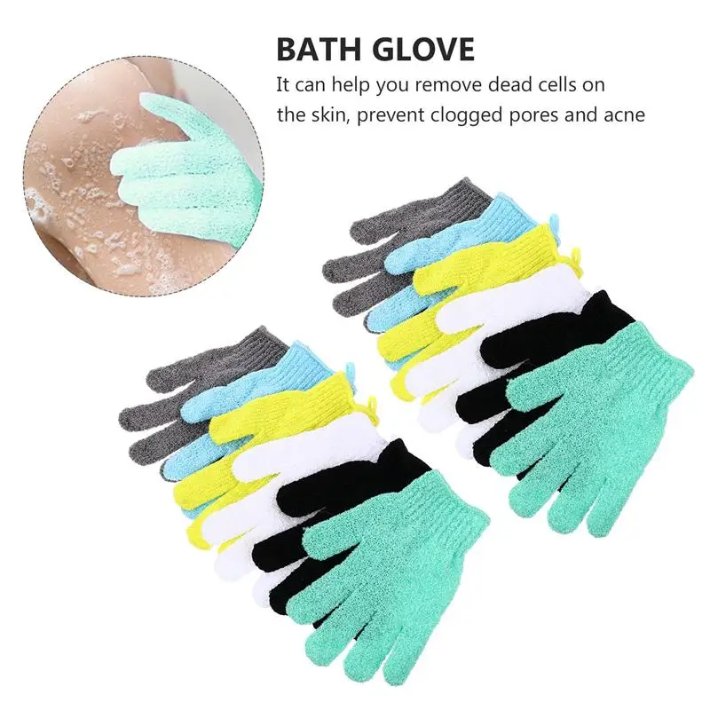 

12pcs Bath Gloves Exfoliating Practical Polyester Skin Care Gloves Body Scrubber