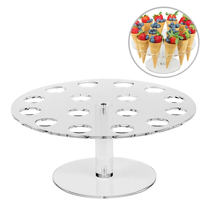 

Ice Cream Cone Rack, 16 Hole Acrylic Ice Cream Shelf, Ice Cream Cone For Party Birthday Wedding T