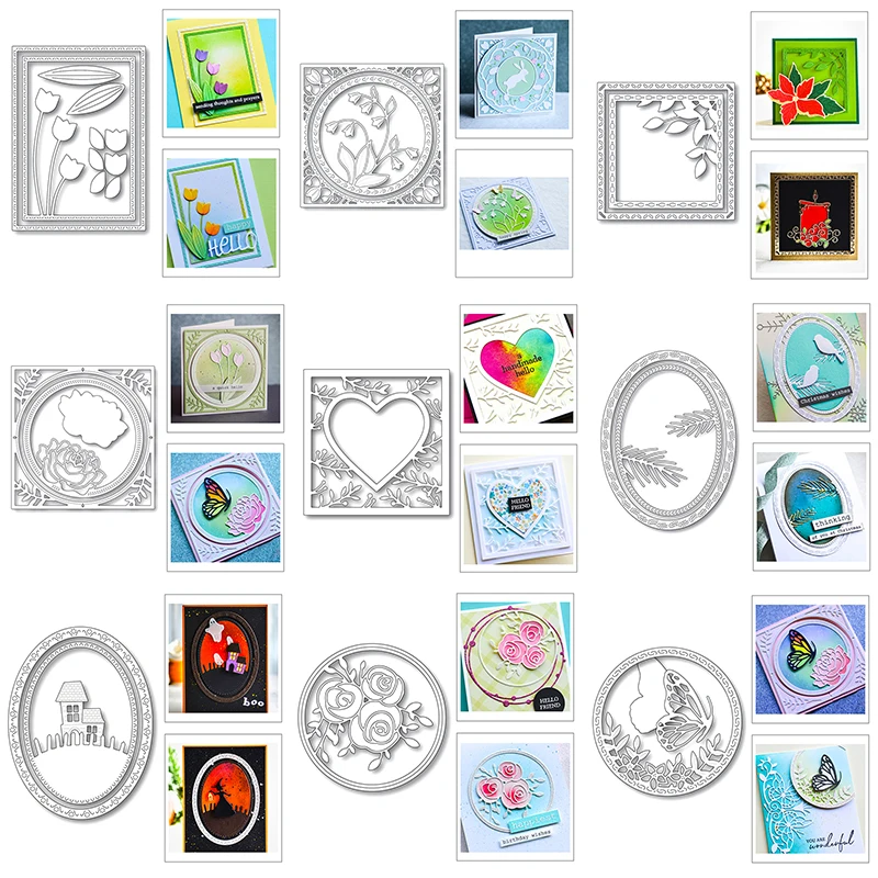 Новинка 2020 металлические штампы с цветочной рамкой для фона листьями дерева