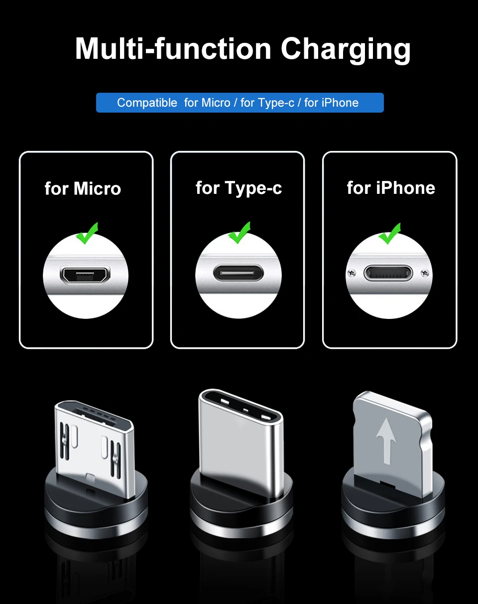 Elough El360 Магнитный зарядный Usb C кабель для iPhone 7 plus зарядное устройство мобильного телефона магнит зарядное устройство Micro USB кабели Тип C провод