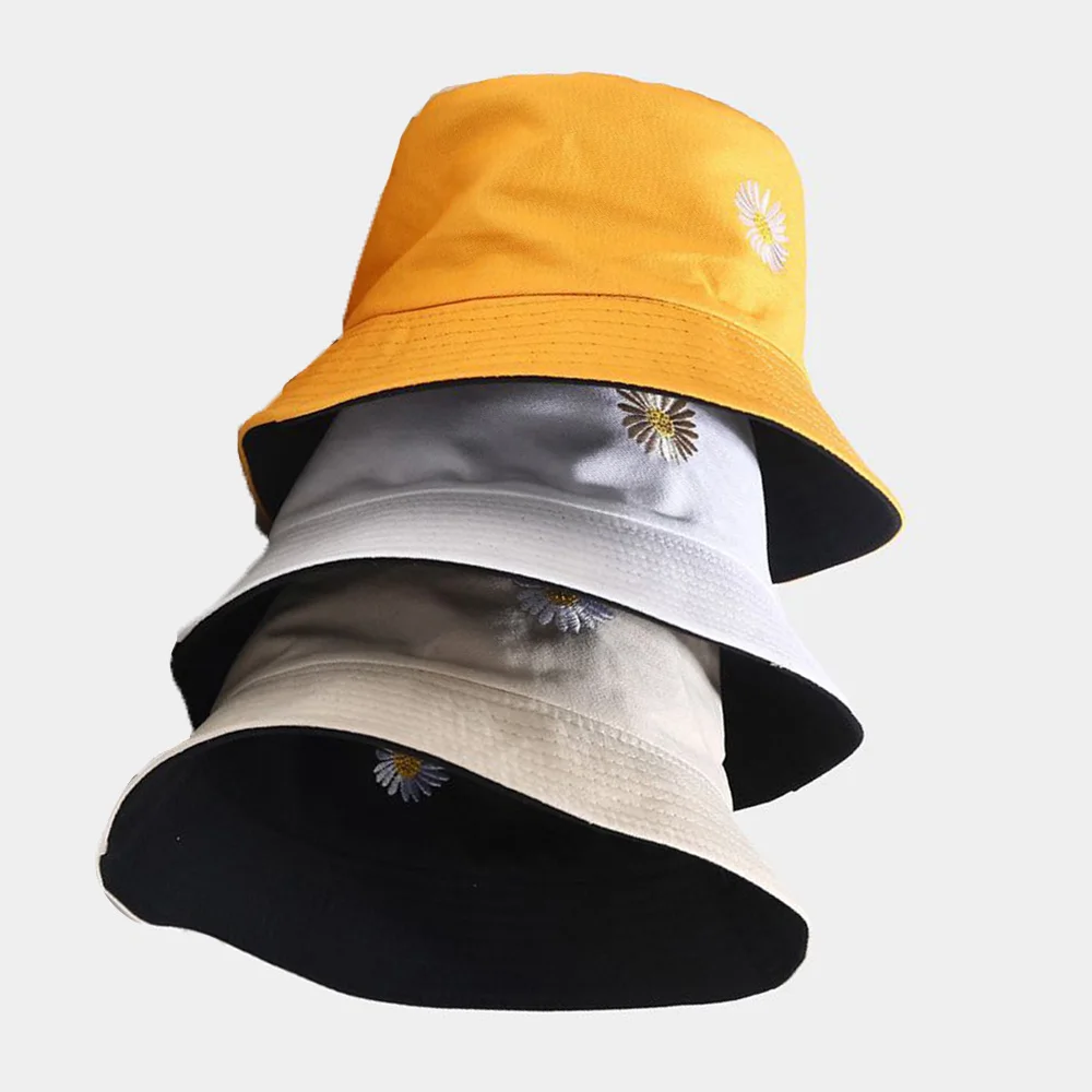 

2020 летняя Панама для ромашек, женская и мужская хлопковая модная шапка с подсолнухами для девочек, двухсторонняя шляпа с ромашками Бобом, Солнцезащитная женская панама с цветочным рисунком