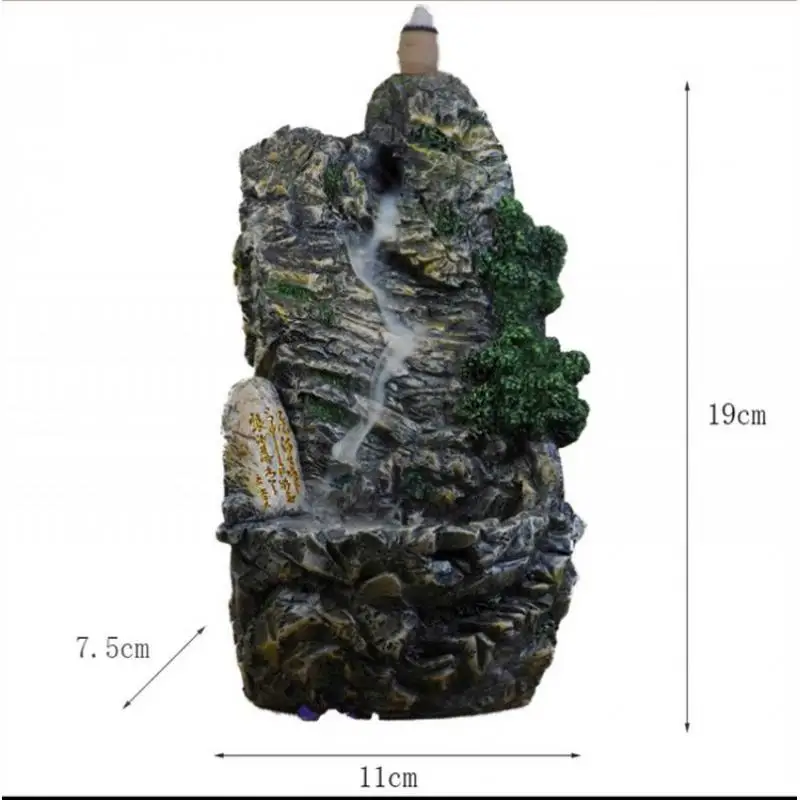 

Resin Backflow Incense Burner Mountain Stream Censer Smoke Waterfall Incense Holder High Mountain Waterfall Home Incense Holder