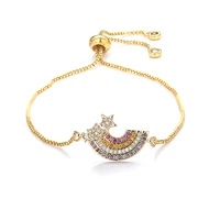 fashion womens rainbow star jewelry gold cz colorful zircon bracelet bangle adjustable chain bracelet for women