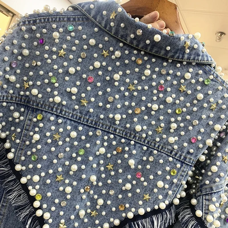 BF стиль Вышитые Вспышки бриллиантами кисточкой женские короткие пальто