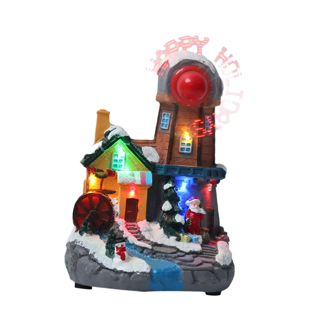 

Christmas Village Decoration Snow House Xmas Luminous House Christmas Ornaments New Year Home Decor