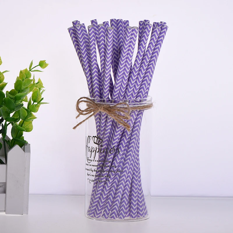 wave light purple 25 шт./лот Горячая Мода Розовая клубника ананас арбуз бумага соломинки для детей принадлежности для дня рождения свадьбы трубочки для питья на вечеринке - Цвет: wave light purple