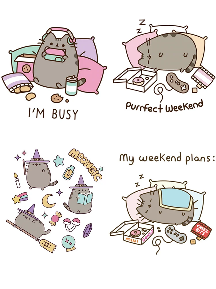 Новая наклейка на одежду прекрасные занятые кошки нашивки для одежды полоски