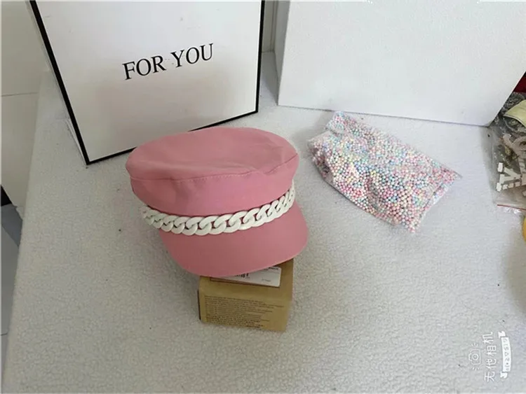 

202107-jx new style Candy color matching Acrylic chain leisure Octagonal hat men women visors cap