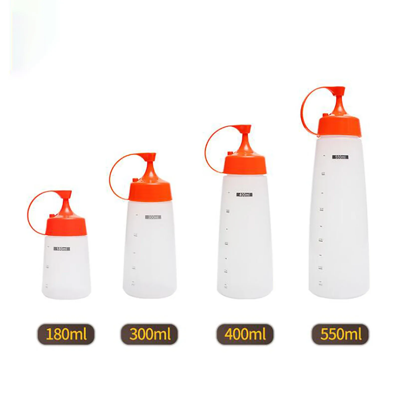 

180/300/400/550ml Needle-nosed Scale Squeeze Bottle Cap Squeezable Bottle With Leak-proof Salad Squeeze Bottle Kitchen Tool