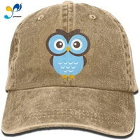 unisex adult owls big eye washed denim cotton sport outdoor baseball cap adjustable one size