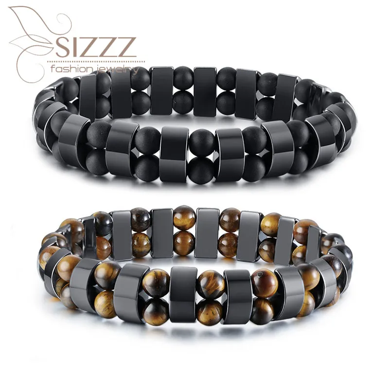 SIZZZ Hot new products black stone tiger eye shape beaded bracelet&ampBangles For Men | Украшения и аксессуары