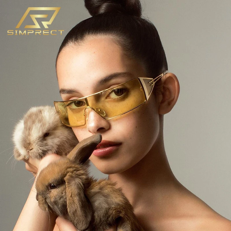 

SIMPRECT Цельная линза прямоугольные очки солнечные женские 2021 бренд люкс Дизайнер модные ретро UV400 квадратные солнцезащитные очки