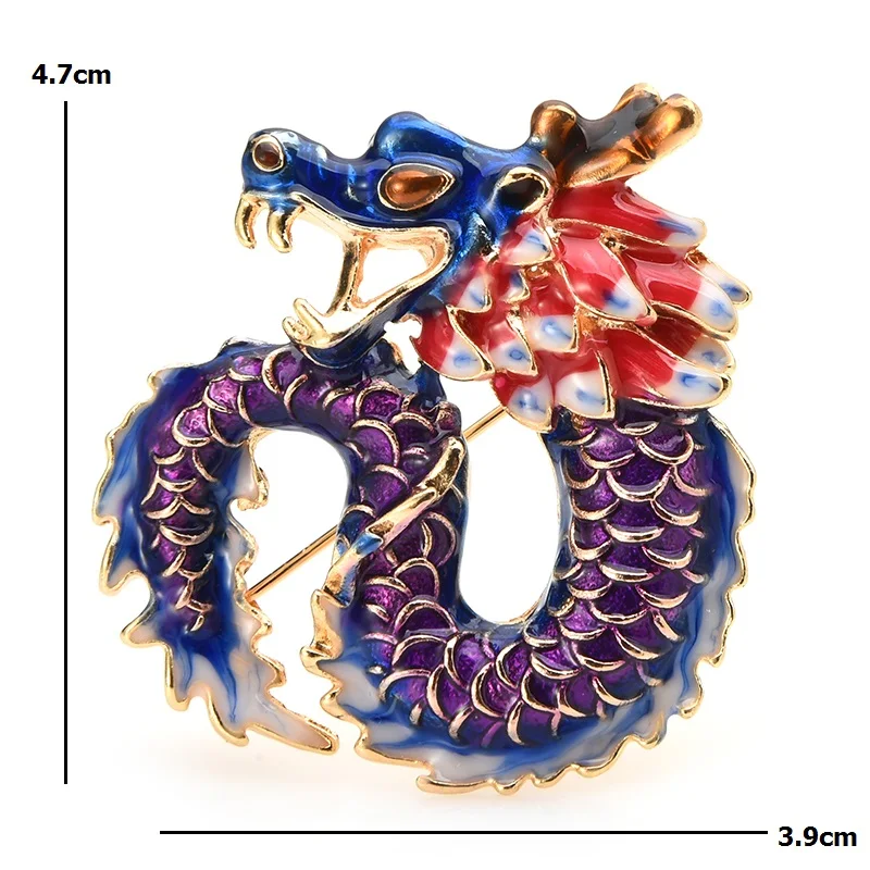 Мужская/Женская Брошь Wuli &amp baby с эмалью фиолетово-красный дракон 2 цвета