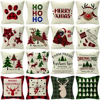 2022 merry christmas home decor cushion cover 45x45cm cute animals cartoon printed throw pillow cover xmas decorative pillowcase