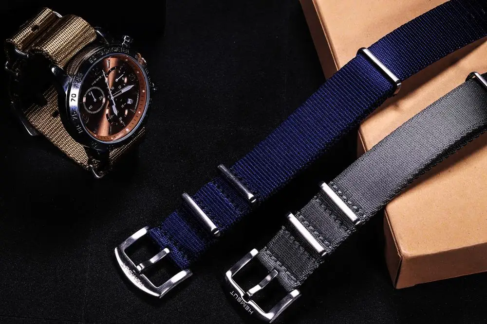 

Nato Watch Band Nylon Blue One piece Replace Seatbelt Watch Straps For Men or Women Watch 18mm 20mm 22mm 24mm